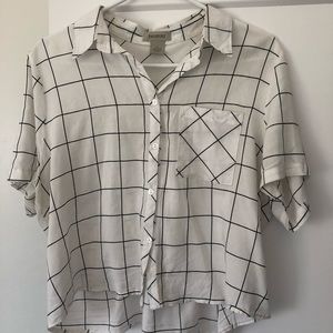 Passport windowpane button up blouse top